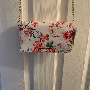 Aldo Floral Crossbody Bag with Gold Chain Handle